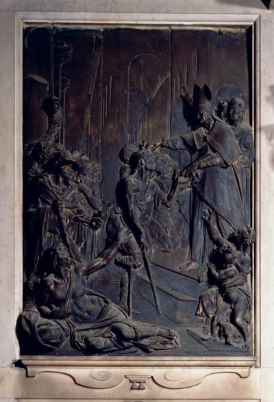 Der heilige Antonius verteilt Almosen, Relief aus der Salviati-Kapelle (Bronze) von Giambologna